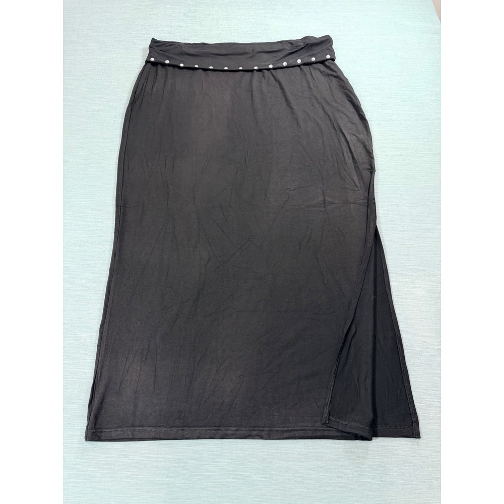 No Boundaries Maxi Skirt Women XXL (20) Black Excellent Studded Side Slit